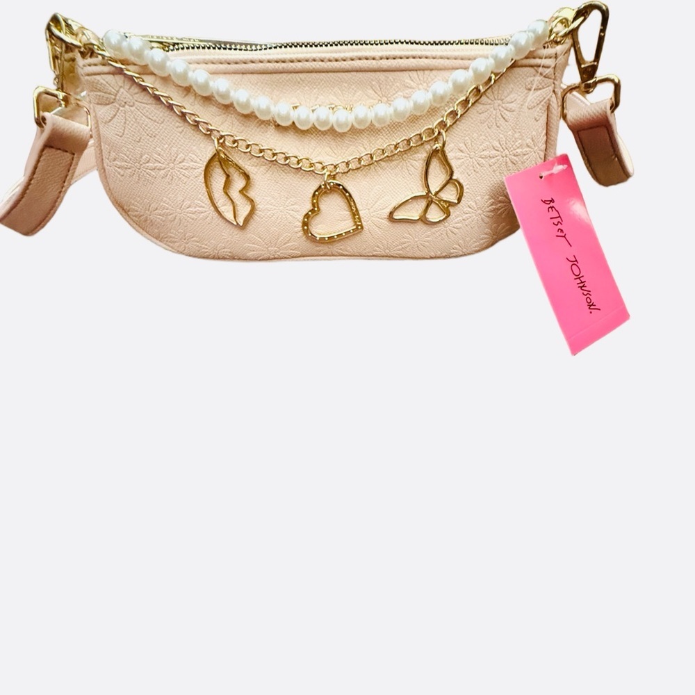 Betsey Johnson Cream Crossbody Bag with Gold Charms